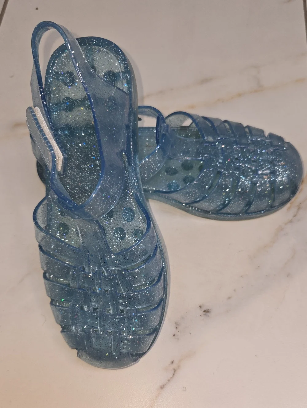 Kids Glitter Jelly Sandals - Blue